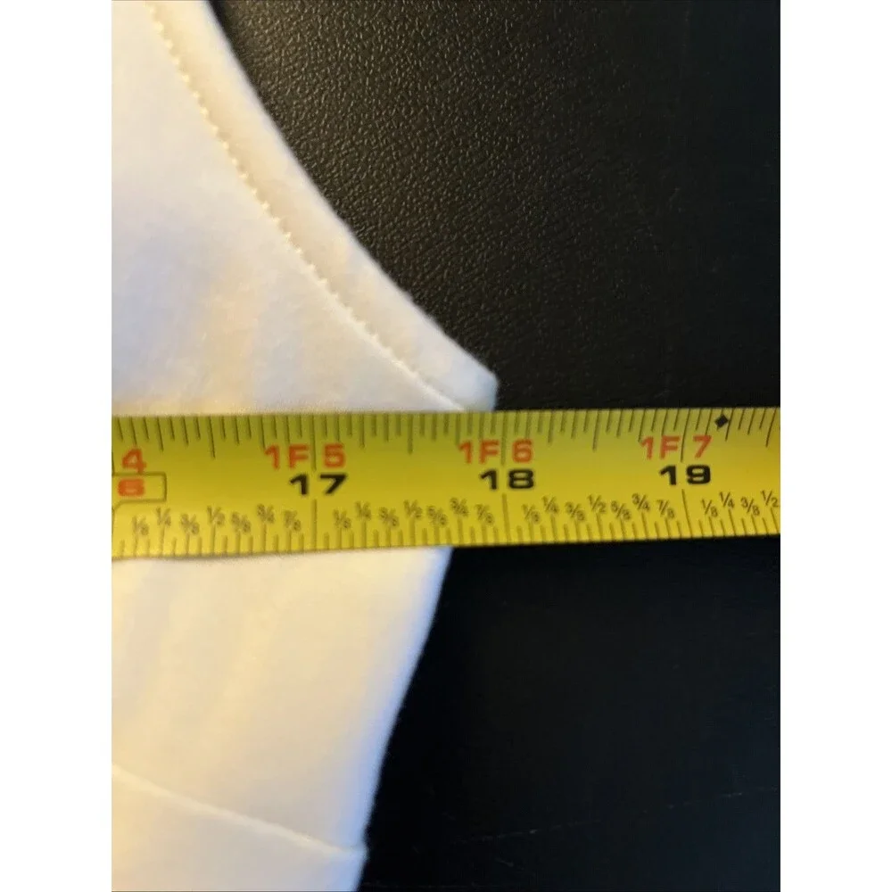 Spanx Top Women SZ S Powder Ponte Contrast White Shirt V Neck Peplum